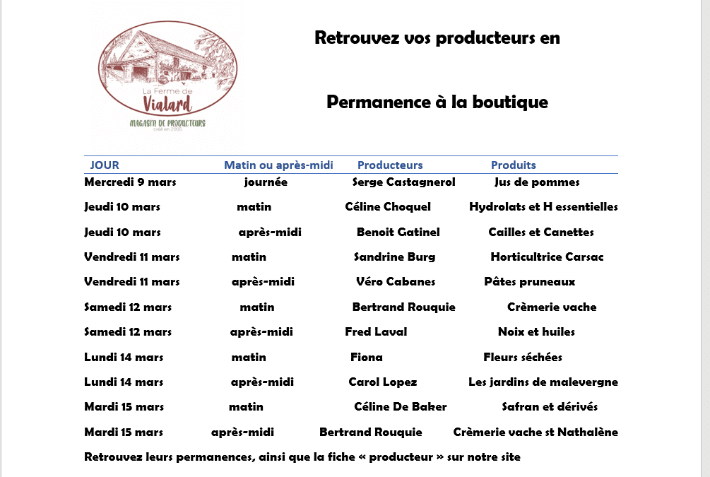 Permanence des producteurs