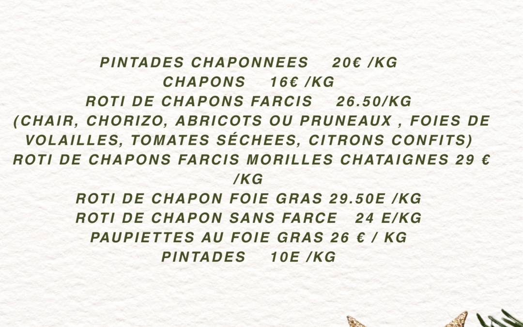 Nos volailles du Nouvel An