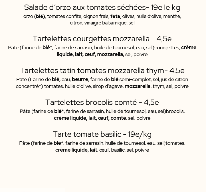 Le rayon Traiteur