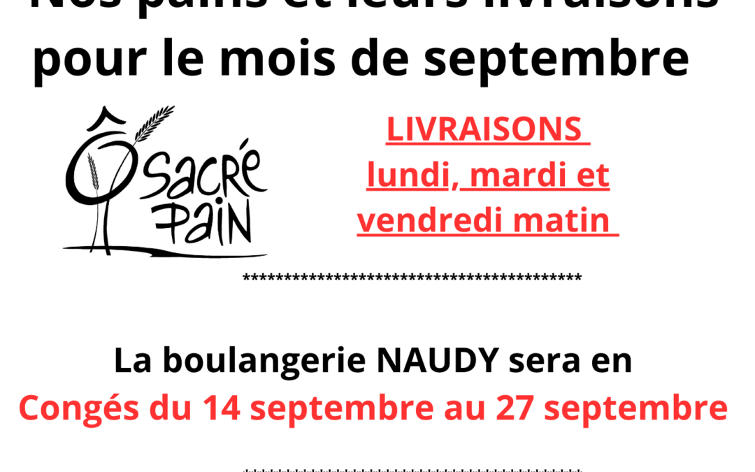 Livraisons de pains en septembre