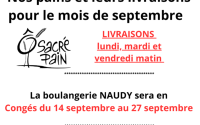 Livraisons de pains en septembre