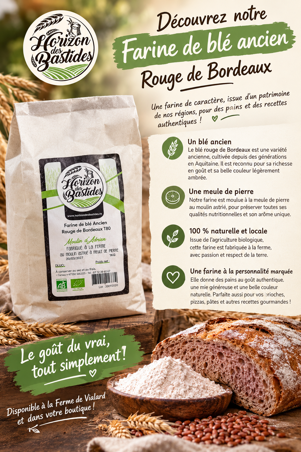 Affiche artisanale de farine ancienne